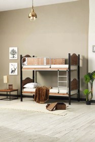 Resim ARGİMO Inci Genç Çocuk Odası Metal Ahşap Ranza Ve Karyola 90x190 