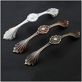 Resim Bakır sap, Avrupa ve Amerikan sade şarap dolabı kitaplık çekmecesi elbise dolabı kapı kolu beyaz -96 mm delik mesafesi 