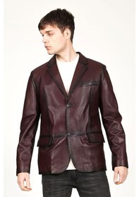 Resim Dericlub E2246 Gerçek Deri Erkek Blazer Ceket-Bordo 