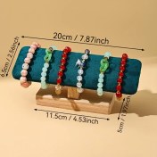 Resim Sunshine011 Yeşil Kadife Ahşap T-shape Çoklu Gözlü Takı Organizatörü - Saat, Kolye, Bileklik Sergi Standı 