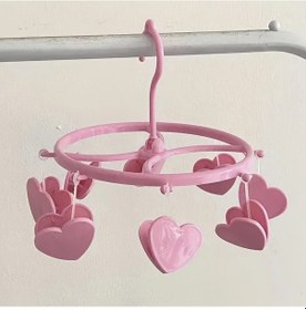 Resim Elmpaly Love Kalp Şekilli Pembe Çamaşır Askısı Ve Çorap Klipsi Çok Amaçlı Saklama 