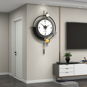 Resim Basit atmosfer duvar saati, oturma odası moda yemek odası giriş dekoratif sanat saati ev asma duvar arka planı 