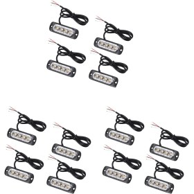 Resim 12PCS 4 LED Amber Recovery Flaş Işıkları 12V 24V Turuncu Izgara Arızası Yanıp Sönüyor (Yurt Dışından) 