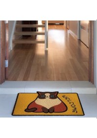 Resim Sevimli Hayvan Tasarımlı Kapı Paspası Çok Renkli 