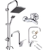 Resim ARMİLLA ARMATÜR Köşe Boru 4’lü Set Robot Yağmurlama Tepe Duş Seti - Banyo - Lavabo - Mutfak Eviye Musluğu Bataryası 