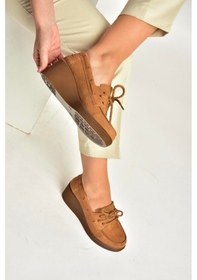 Resim Fox Shoes Y602006402 Taba Süet Dolgu Tabanlı Kadın Ayakkabı Taba 