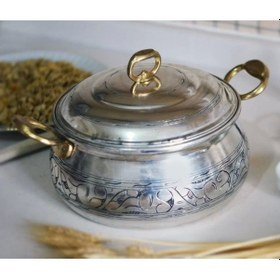 Resim Bakır Tencere Güveç Model Oyma Nakış İşleme 22 CM 