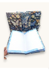 Resim Kahverengi Kelebek 3d Görünümlü Hatıra Defteri Günlük Kilitli Defter 80 Yaprak 