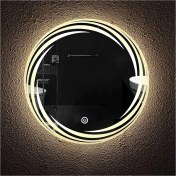 Resim Global Led Mirror 50 cm Kumlamalı Dokunmatik Tuşlu Yuvarlak Ledli Ayna Duvar Salon Banyo Wc Ofis Yatak Odası Boy Ledli Ayna 