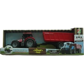Resim Osman Kızılkaya Kzl Römorklu Traktör Sesli ve Işıklı Büyük 94145 Kırmızı Kafa Kasalı 