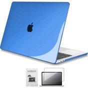 Resim Apple 13" Macbook Air A1932 A2179 A2337 M1 Kristal Lacivert Kılıf Koruyucu + Ekran Filmi 