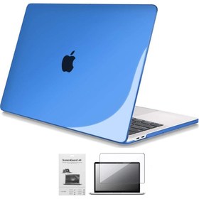 Resim Apple 13" Macbook Air A1932 A2179 A2337 M1 Kristal Lacivert Kılıf Koruyucu + Ekran Filmi 