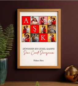 Resim Bk Gift Kişiye Özel Fotoğraflı Aşk Tasarımlı Ahşap Çerçeveli Tablo-1 40x25cm, Sevgiliye Hediye, Ev Hediyesi, Arkadaşa Hediye Kobitmeyencom34654 Bk Gif 