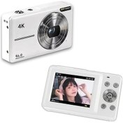 Resim Springsun Beyaz Dijital Fotoğraf Makinesi 4k/30fps 64mp 2.4" Ekran 18x Zoom Fotoğraf-video Çekimi Dahili Li-poly Batarya 