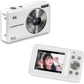 Resim Springsun Beyaz Dijital Fotoğraf Makinesi 4k/30fps 64mp 2.4" Ekran 18x Zoom Fotoğraf-video Çekimi Dahili Li-poly Batarya 