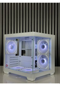 Resim Zoko Tron Beyaz 5x12cm Argb Fanlı M.atx Gaming Akvaryum Kasa 