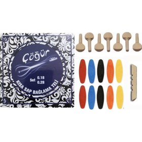 Resim Çöğür 0.18 Kısa Sap Bağlama Tel Seti.Burgu Seti.Tezene Set.Eşik 