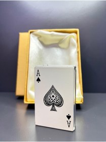 Resim doğan hediyelik Yaratıcı Poker Tasarım Jet Alev Oyun Kartı Işıklı Rüzgar Çakmağı 