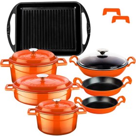 Resim Lava NEO Trendy 12 Parça Turuncu Döküm Tencere Seti 