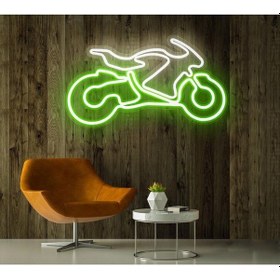 Resim Rent A Carlara Özel Motor Figürlü Neon Tabela Yeşil 