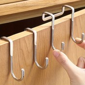 Resim 2 Adet Ağır Hizmet Tipi S Şeklinde Metal Kancalar, Matkap Gerektirmeyen Çok Amaçlı Asma Kancaları, Güçlü Yük Kapasitesi, Mutfak, Yurt, Kapı, Gardırop, Ayakkabı Dolabı İçin 