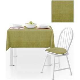 Resim Fıstık Yeşili Düz Renk Petek Dokuma Masa Örtüsü 140x140 
