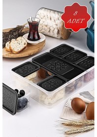 Resim Mithra Life 8 Adet Siyah Kapaklı Kahvaltılık Seti Saklama Kabı Mıt1162 Siyah 