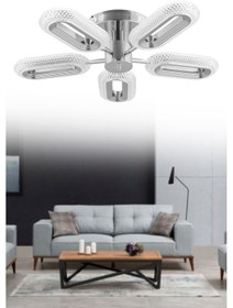 Resim İstanbul Avize Alfa Plafonyer Tavan Gümüş 5'li Kumandalı 3 Renk L 