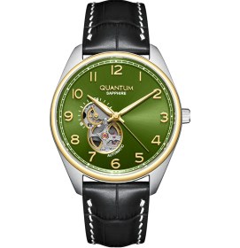 Resim Quantum Qmg1241.371 Deri Kayışlı Erkek Kol Saati Metalik Gri - Altın 