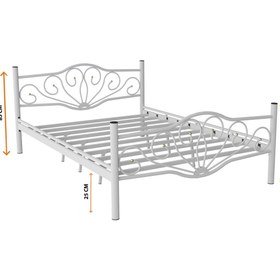 Resim FANO Lale Ferforje Karyola Beyaz Çift Kişilik Metal Yatak 140x190, 140x200, 150x200, 160x200 