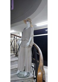 Resim İtalyan Payetli İpek Bluz Pantolon Takım Krem 