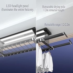 Resim Elektrikli Tavan Tipi Çamaşır Kurutma Makinesi - Uzaktan Kumandalı, Alüminyum ve Çelikten Üretilmiş, Geri Çekilebilir Kurutma Askısı, Yerden Tasarruf Sağlayan Dikey Kurutma Askısı ile Veriml 