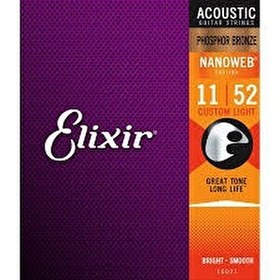 Resim Elixir 16027 Nanoweb Phosphor Bronze Akustik Gitar Teli (11-52) 