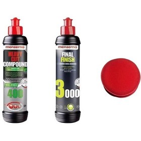 Resim Menzerna 400 Green-3000 Kalın Pasta Hare Cila Seti 250 Ml Uygulama Pedi -366 