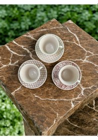 Resim Şık Ve Modern 3lü Fincan Takımı Ahşap 