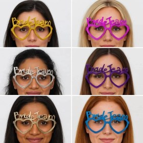 Resim Kalpli Bride Team Gözlük Seti 6 Renk - Kına Düğün Partileri Için 