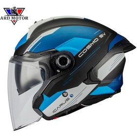 Resim Mt Helmets Cosmo Sv Icarus B7 Mat Güneş Vizörlü Yarım Kask Mavi 