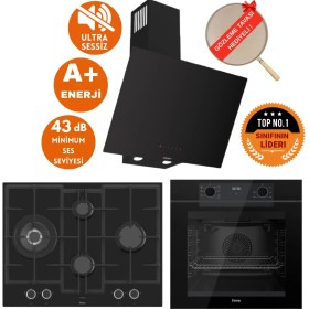 Resim Ferre Fryart & Silentart Gento Ultra Sessiz Siyah Ankastre Set (D077-SA + QEP63CS + ED075-WFA Wok) 