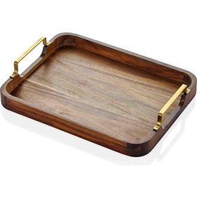 Resim The Mia Natura Metal Kollu Akasya Tepsi 30x23 Cm 