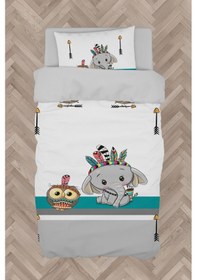 Resim Mekta Home Bebek Ve Çocuk Odası Kızılderili Filli Ve Seksek Desenli Nevresim Takımı 