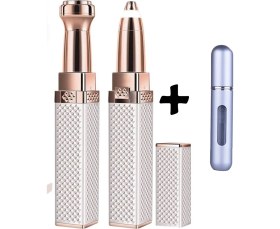 Resim Mobee Luxury 2 Başlıklı Şarjlı Işıklı Kaş Bıyık Alma Vücut Kadın Tüy Epilasyon Aleti ve Mini Parfüm Şişesi 
