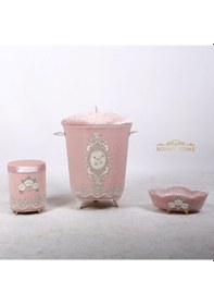 Resim Lisa Pudra 3Lü Kadife Banyo Kirli Çamaşır Sepeti Seti Pudra 