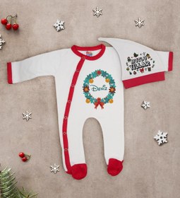 Resim BK Gift Kişiye Özel Yılbaşı Temalı Tulum Zıbın ve Kukuletalı Şapka Seti-8 