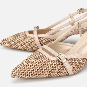 Resim HOTİÇ Kadın Bej Hasır Detaylı Arkası Açık Stiletto 