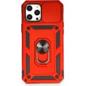 Resim Smody Apple iPhone 12 Pro Max Ile Uyumlu Kılıf Kamera Korumalı Sürgülü Yüzüklü Standlı Tank 