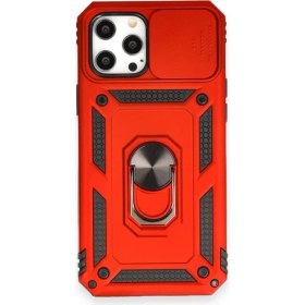 Resim Smody Apple iPhone 12 Pro Max Ile Uyumlu Kılıf Kamera Korumalı Sürgülü Yüzüklü Standlı Tank 