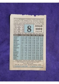 Resim 8 Aralık 2002 Takvim Yaprağı - Nostalji Koleksiyonluk Takvim Yaprağı 