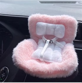 Resim Tongdashop Pembe Yumuşak Araç Panosu Oyuncak Bebek Dekoru Emniyetli Klipsli 