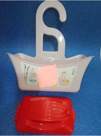 Resim HANK İki Çubuklu Gırgır Ve Banyo Askısı/dolap Askısı (PUDRA PEMBE ASKI KIRMIZI GIRGIR) 