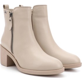 Resim Gönderi R Kadın Bej Fermuarlı Kalın Topuklu Hakiki Deri Bot Gkzb13453427 Bej 